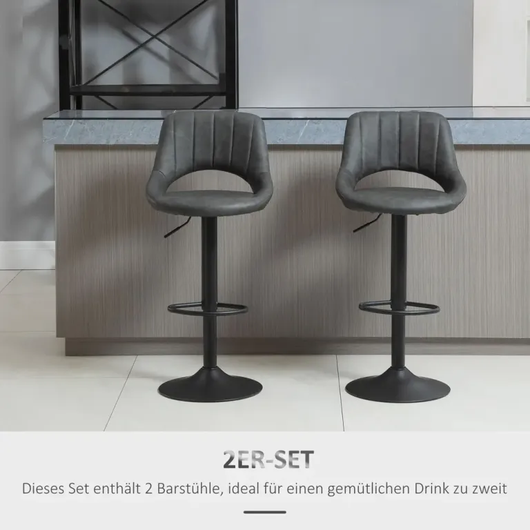 Barstolar Köksstolar Set om 2 Grå 44 x 49 x 90-110 cm