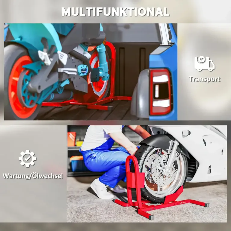 Motorcykelstöd för 17–21" / 430–530 Mm Framhjul