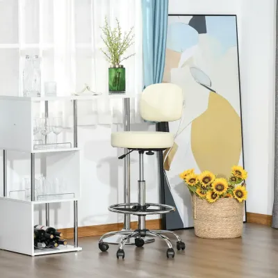 Snurrbar Barstol med Ryggstöd 56 x 57 x 104-127 cm, Beige