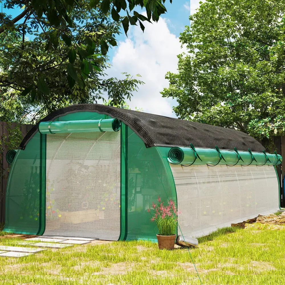 Växthus Filmtunnel 12 Fönster Grön av PE 6 x 3 x 2 m