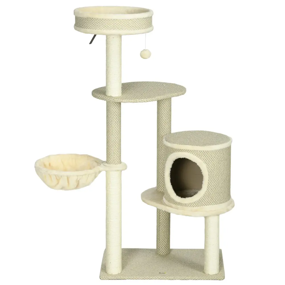 Skrapstolpe Kattträd Beige av Sisal och Plysch för 124 Cm