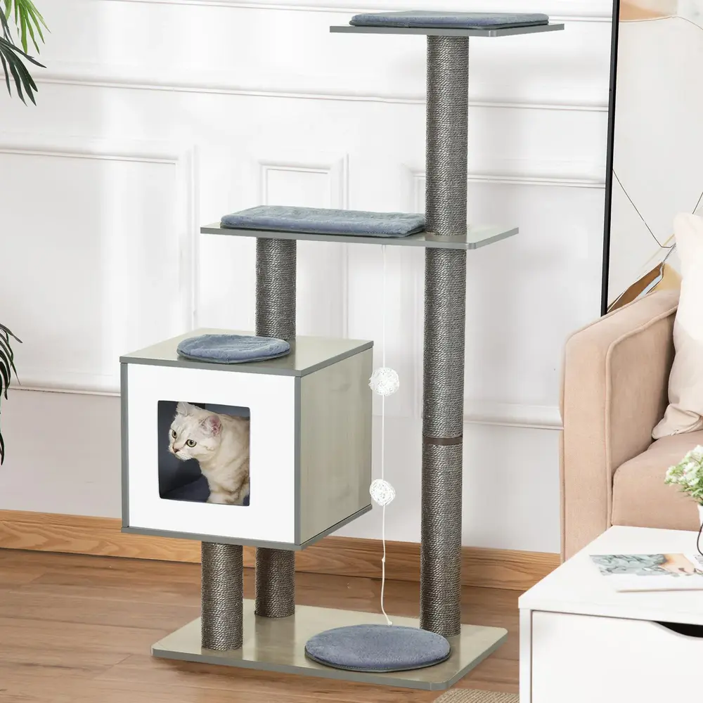 Klösträd i Trä med Kattlåda Elegant 71,5 x 49,5 x 120 Cm