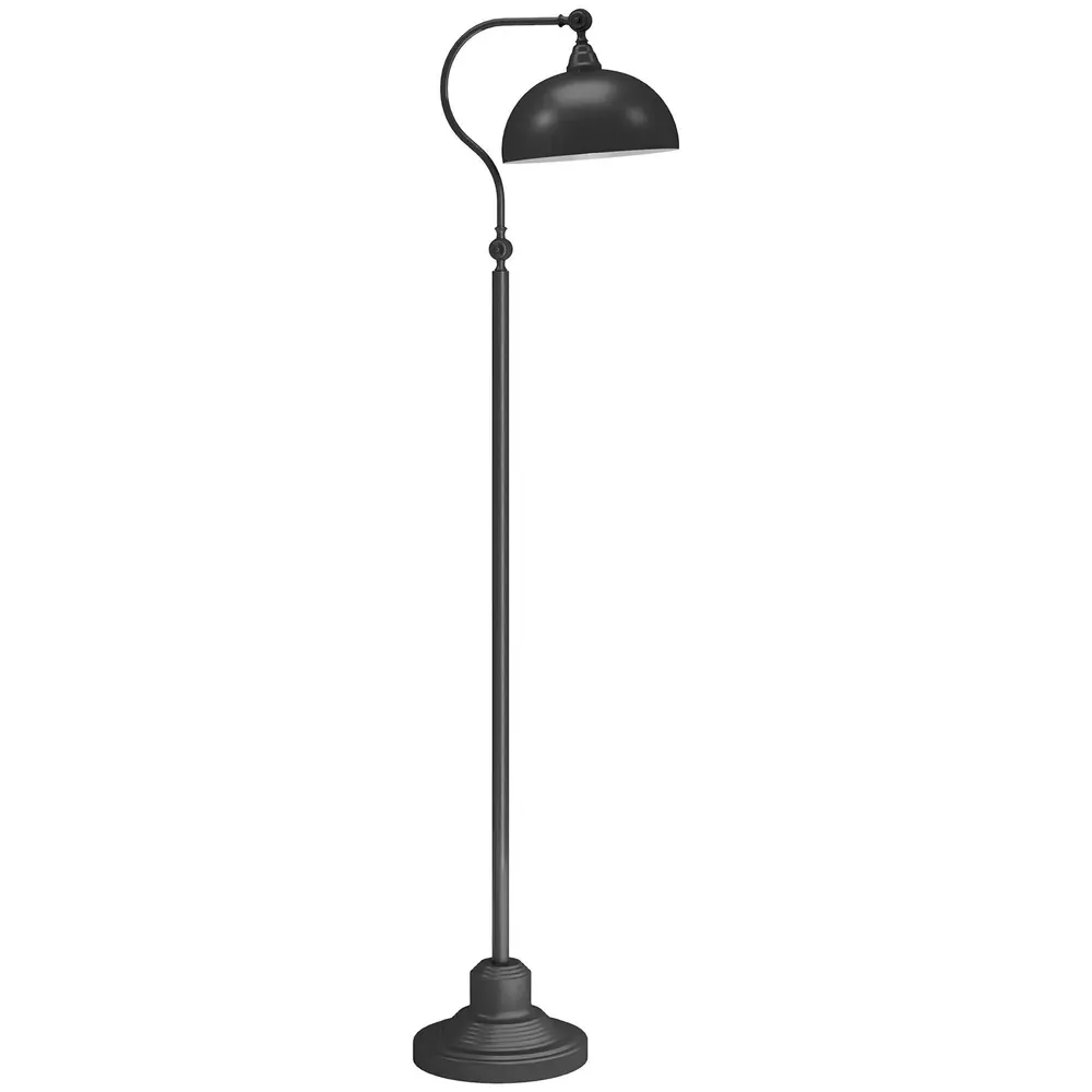 Golvlampa Båglampa Svart av Metall och Tyg 152 Cm