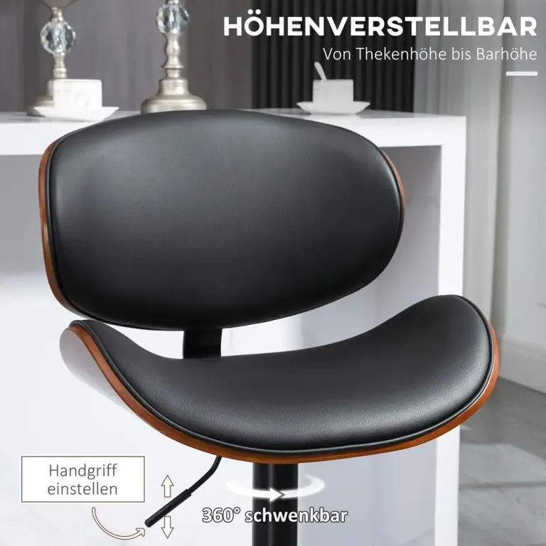 Barstolar Köksstolar Set om 2 Svart 53 x 52 x 92-112 cm