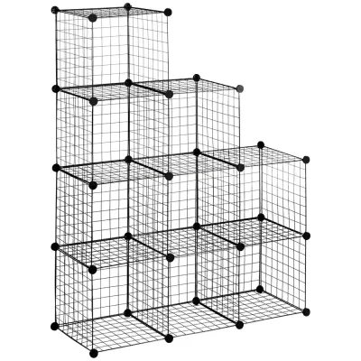 Hyllsystem i Trådgall 9 Fack Modulär 35 x 35 x 35 cm, Svart