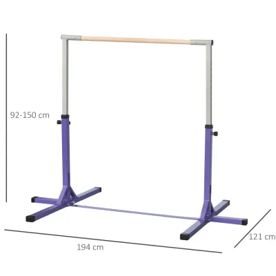 Gymnastikstång i Trä och Stål Justerbar 13 Lägen, Lila