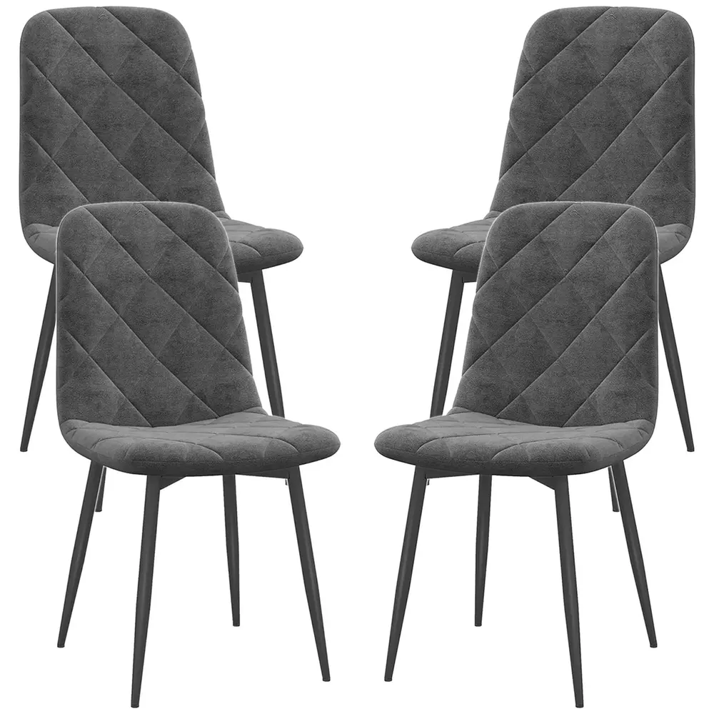 Set 4 Köksstolar med Ryggstöd Sammetslook Stoppade