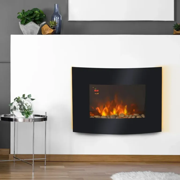 Elektrisk Väggkamin med LED-Flamma 65 x 11,4 x 52 cm