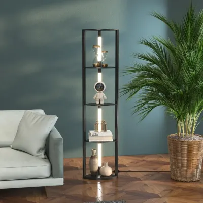 LED-Golvlampa med Hörnhylla Dimbar 4 41 x 30 x 164 cm