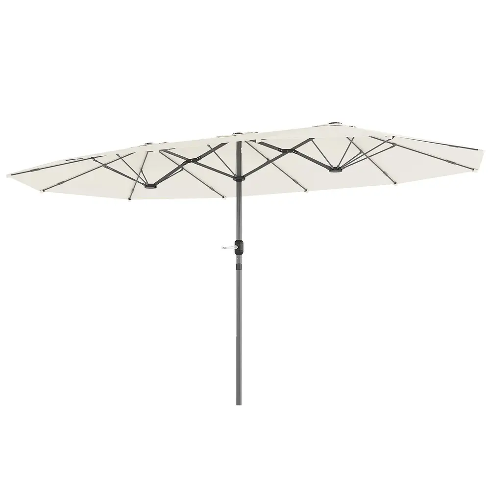 Parasoll Dubbelparasoll med Vev Beige av Stål 436 x 260 Cm