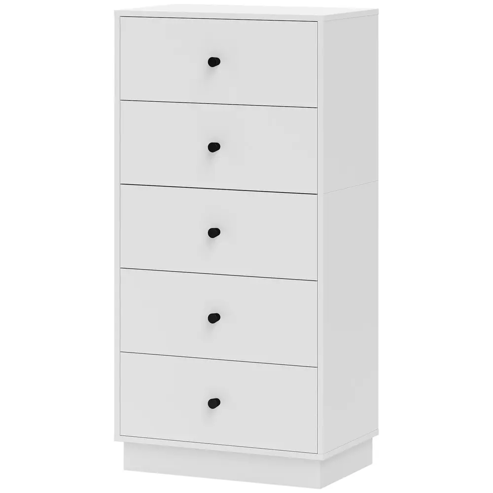 Byrå Skänk med 5 Lådor i Trä Modern Stil Vit 47x29x95 Cm