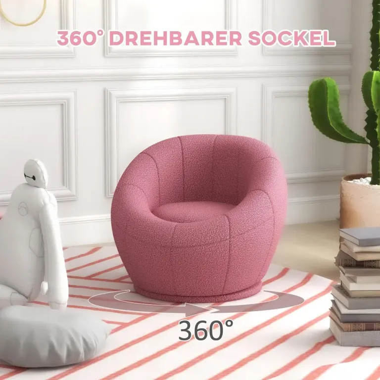 Barnfåtölj i Mjuk Teddyfleece, Rosa Barnstol