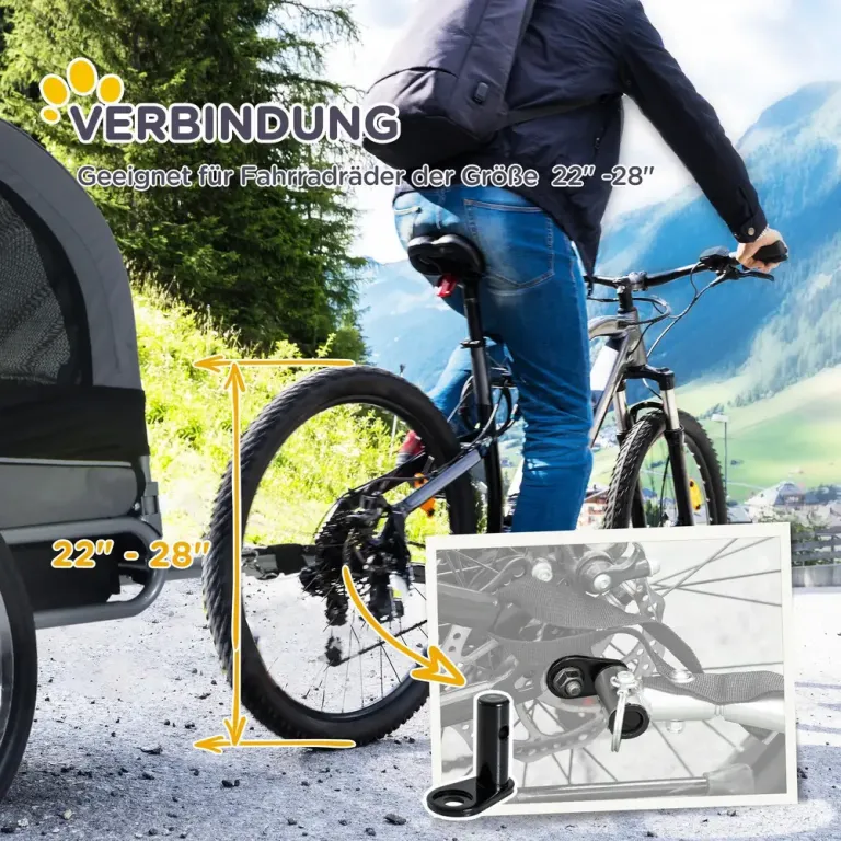 Cykelkärra Hundkärra Prisvärd Grå Svart Stål 130 x 73 x 90 C