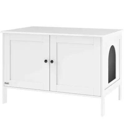 Kattlådeskåp 80 x 51 x 54 cm med Dörr, Vitt
