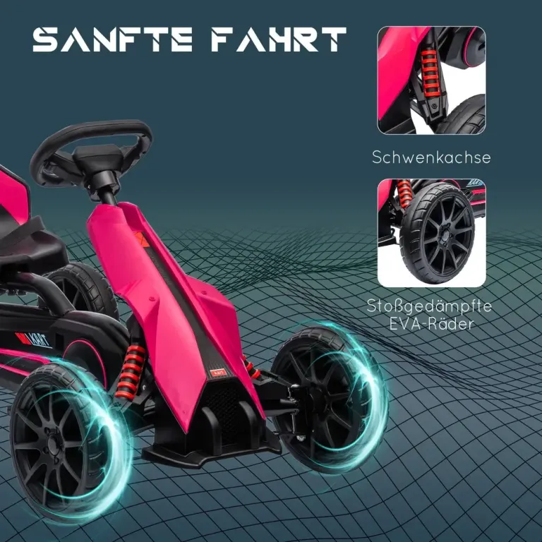 Gokart Trampbil för Barn Rosa av Metall och Plast för