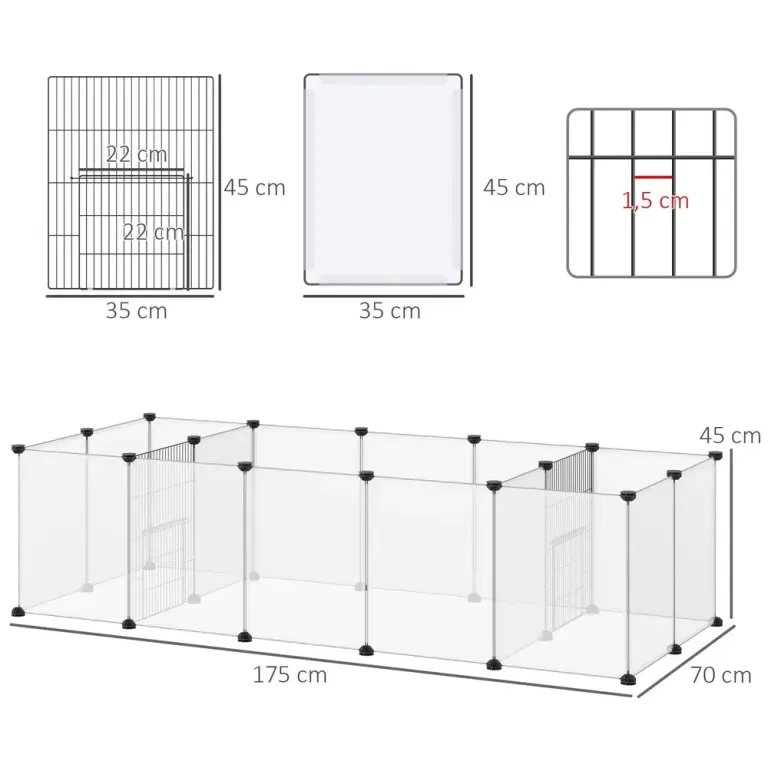 Utomhusinhägnad Smådjurshage Vit av Stål och PP för Marsvin