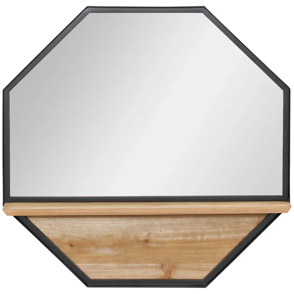 Åttkantig Väggspegel med Hylla Hängspegel i 61 x 61 Cm