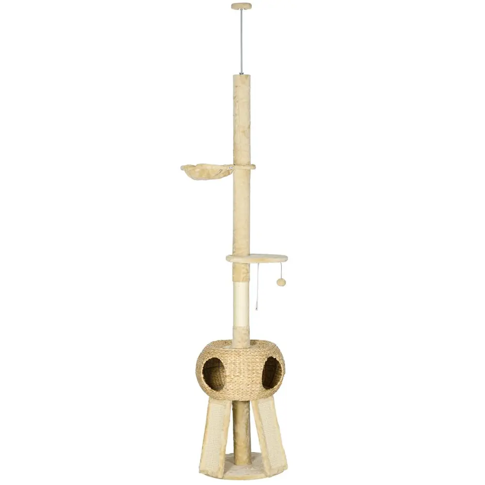 Skrapstolpe Kattträd Beige av Sisal och Plysch 225-255 Cm