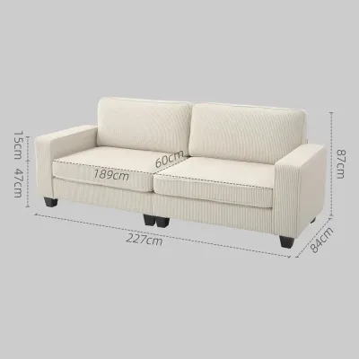 3-Sits Soffa med Armstöd Krämvit 227 x 84 x 87 cm