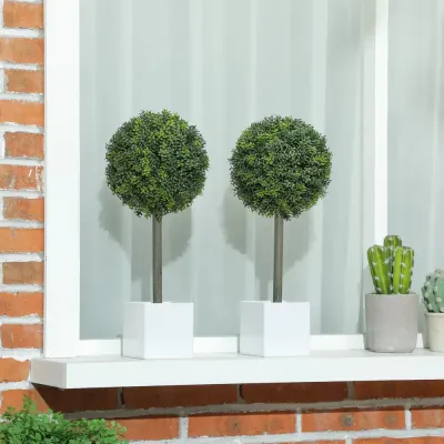Set 2 Konstgjorda Buxbom Topiary Bollar 45 cm, Grön