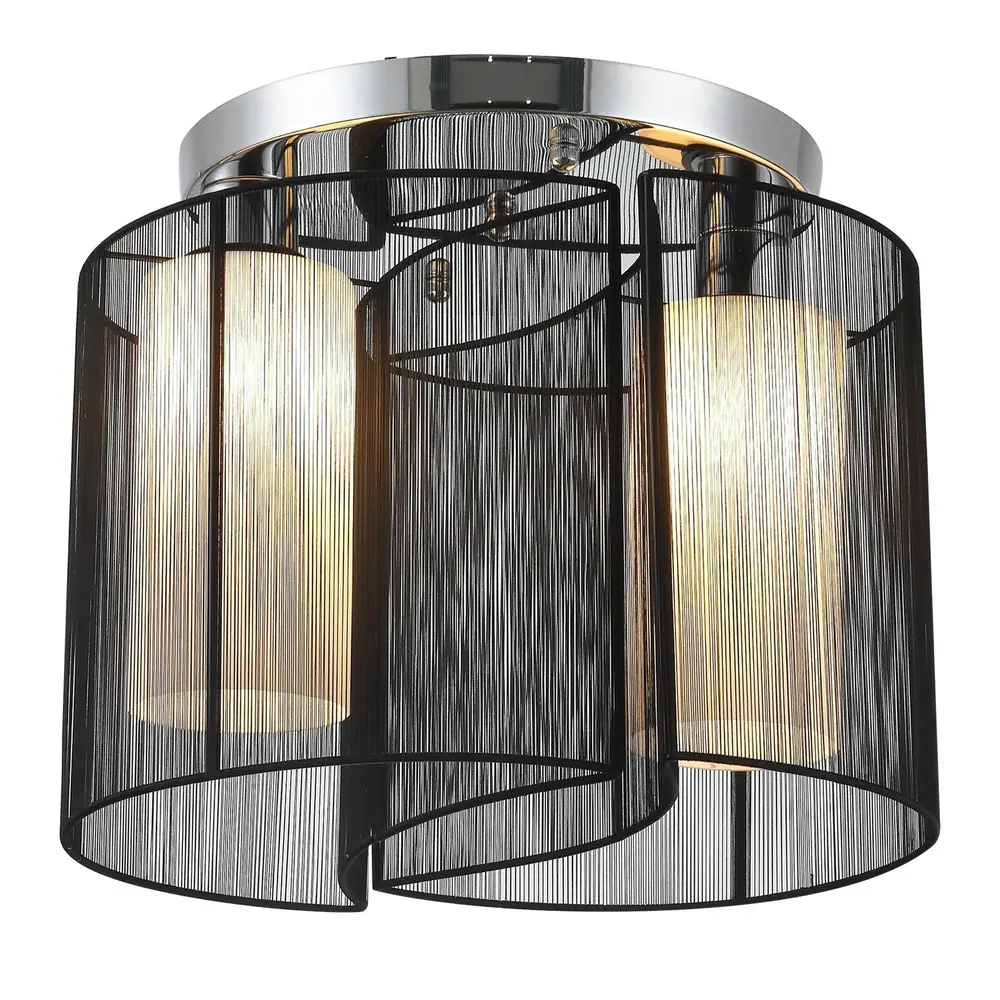 Taklampa Vintage 2-Lampa E27 Sockel Svart Ø47 5 x 33 Cm