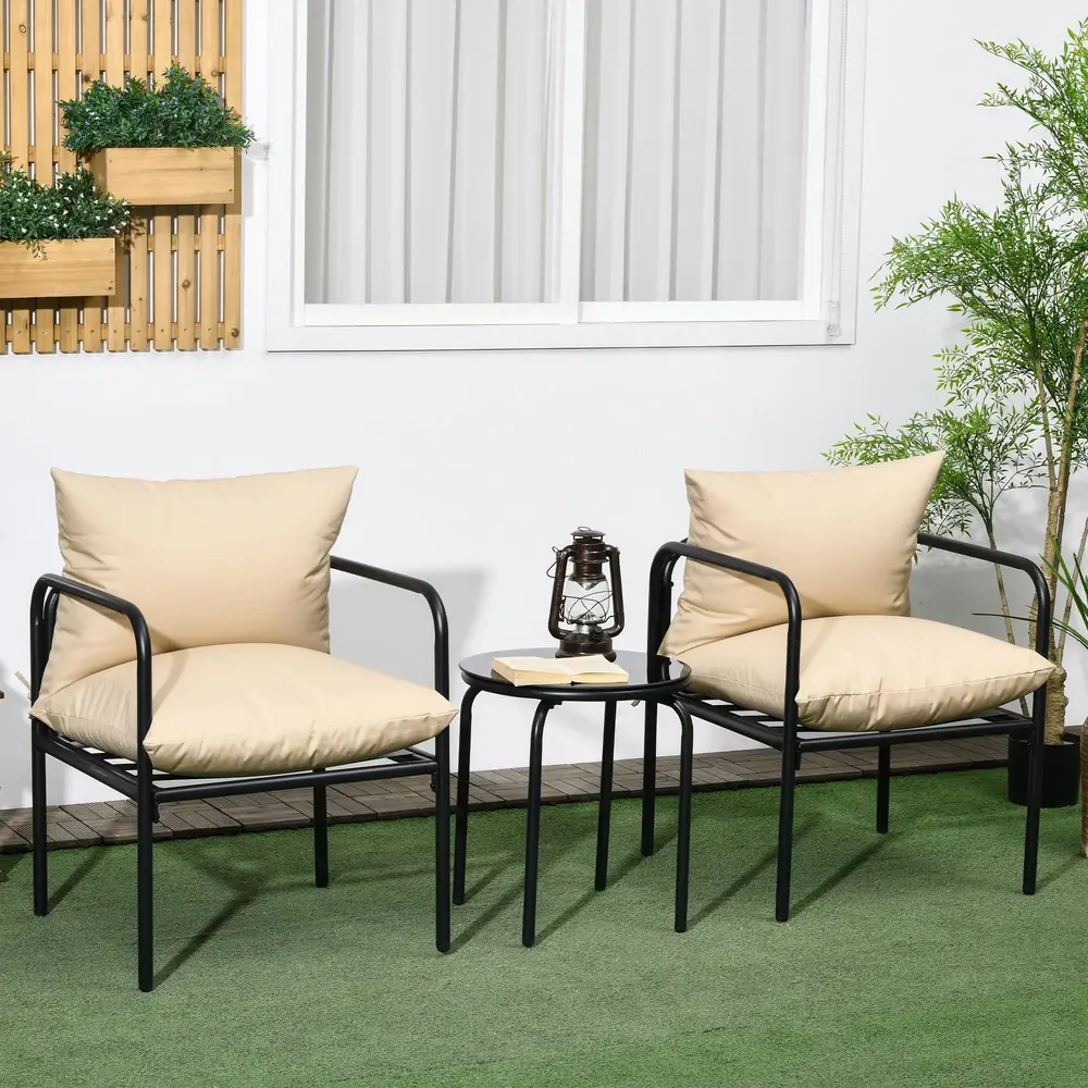 Trädgårdsmöbelset Bistroset Beige av Stål 3 Delar 2