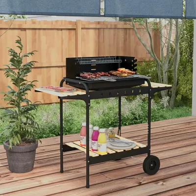 Kolgrill Bbq Rökare med Hjul Svart 103 x 47 x 95 cm