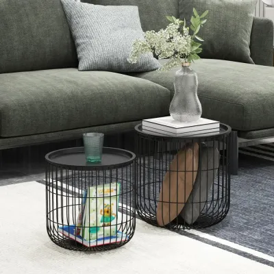 Soffbord Set om 2 Svart av Stål och Inredning