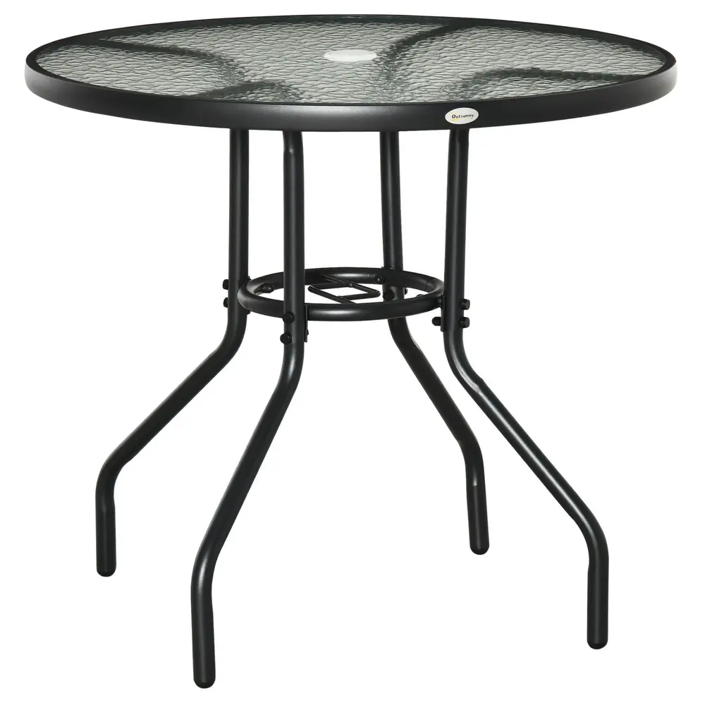 Runt Trädgårdsbord med Glasskiva Bistrobord 80 x 72 Cm