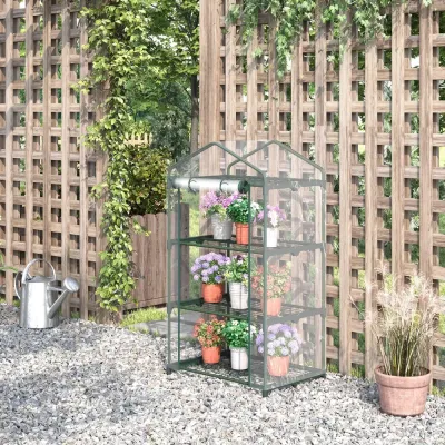 Växthus Transparent Plast med Hyllor 69 x 49 x 125 cm