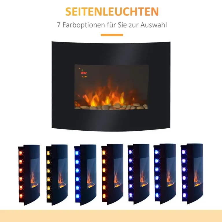 Elektrisk Väggkamin med LED-Flamma 65 x 11,4 x 52 cm