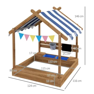 Sandlåda Lekstuga Brun av Trä för Barn 124 x 116 x 146 cm