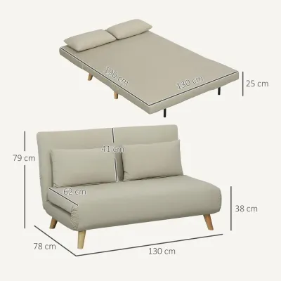 Bäddsoffa Soffa med Sovfunktion Beige 130 x 78 cm