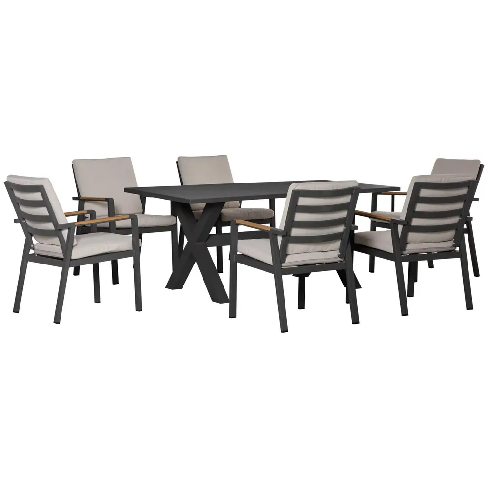 Matgrupp i Metall 6 Personer Utemöbel 175 x 92,5 x 73 Cm