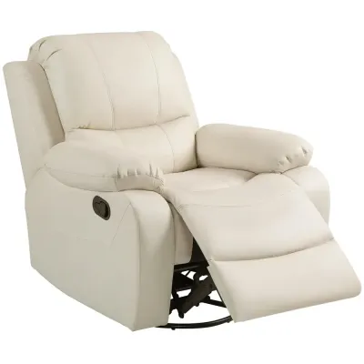 Relaxfåtölj TV-Stol Kräm av Tyg och Metall Vridbar