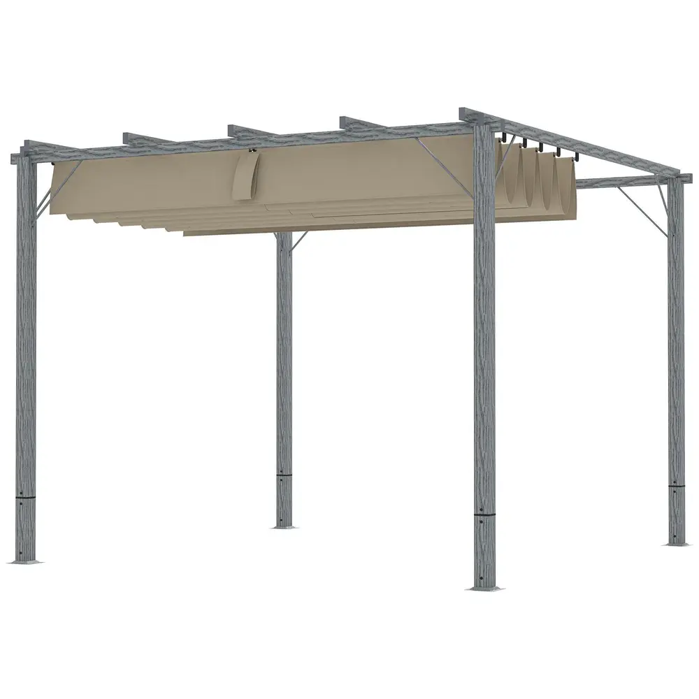 Pergola Trädgårdspaviljong med Magnetplatta Grå 3 x 3 m