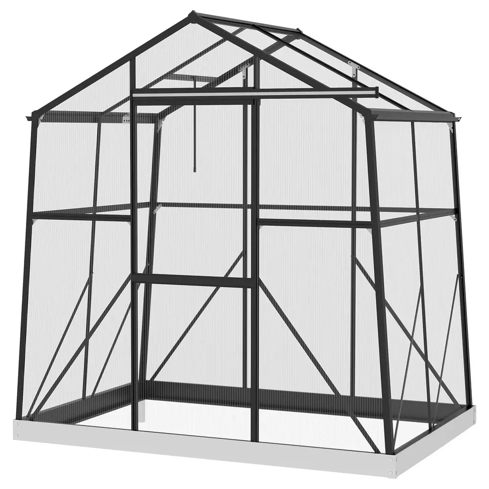 Växthus Aluminiumväxthus Svart 131 x 192 x 203 cm