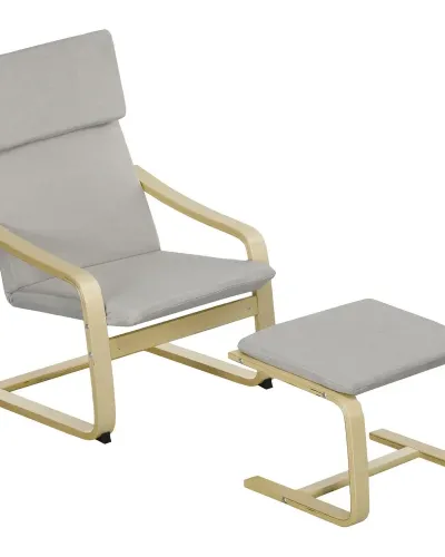 Fåtöljset Relaxstol Ljusgrå av Linne 66,5 x 80 x 99 cm