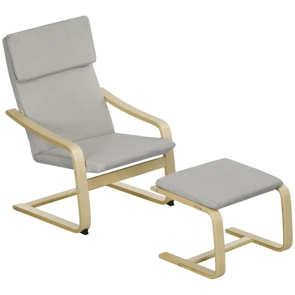 Fåtöljset Relaxstol Ljusgrå av Linne 66,5 x 80 x 99 Cm