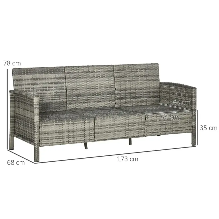 Konstsoffa Grå Konstrotting med Kuddar 173 x 68 x 78 cm