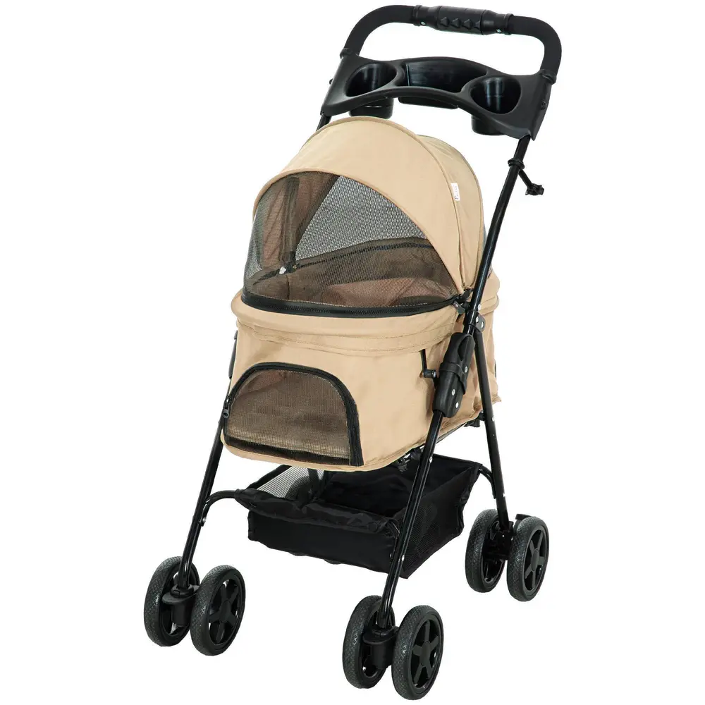Hundvagn Husdjursvagn Khaki av Oxford Tyg 67 x 45 x 96 Cm