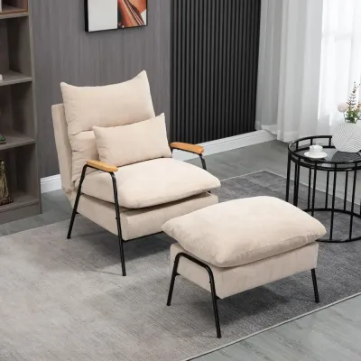 Stoppad Fåtölj med Fotpall 68 x 91,5 x 88 cm