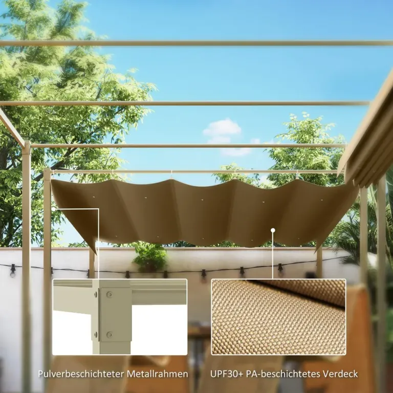 Pergola med Utdragbart Tak och UPF30+ Skydd 3 x 3 m