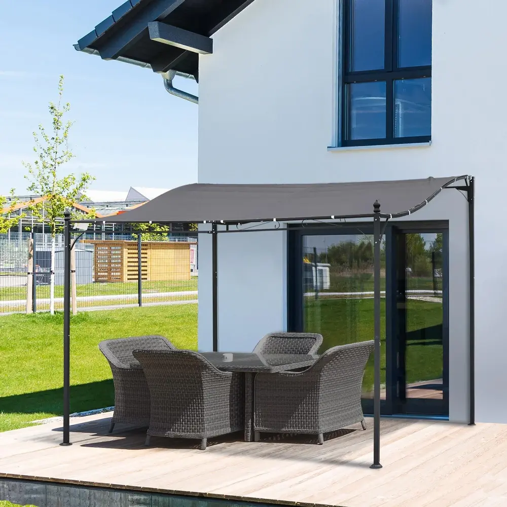 Pergola med Tak Trädgårdspaviljong i Metall 297 x 297 Cm