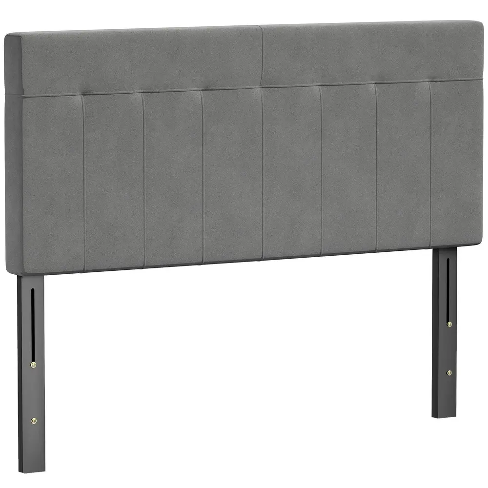 Sänggavel 3 Nivåer Grå Sammet och Metall för 140x10x126 Cm
