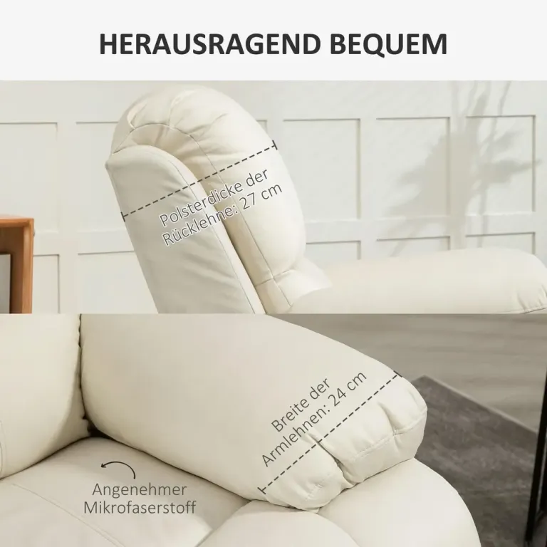 Relaxfåtölj TV-Stol Kräm av Tyg och Metall Vridbar