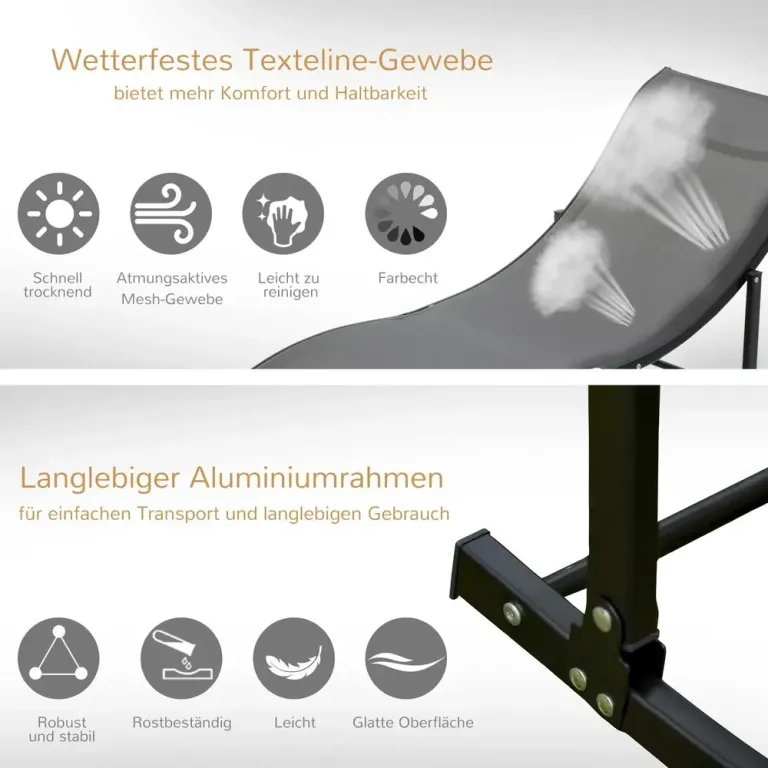 Solsäng Solstol Trädgårdsstolar i Aluminium 2-Pack 165 x 61