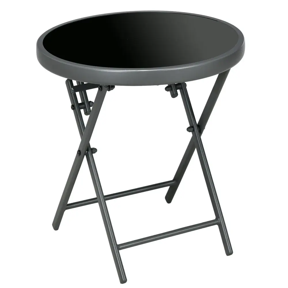 Sidobord Fällbord Litet Campingbord Svart 45 x 45 x 50 cm