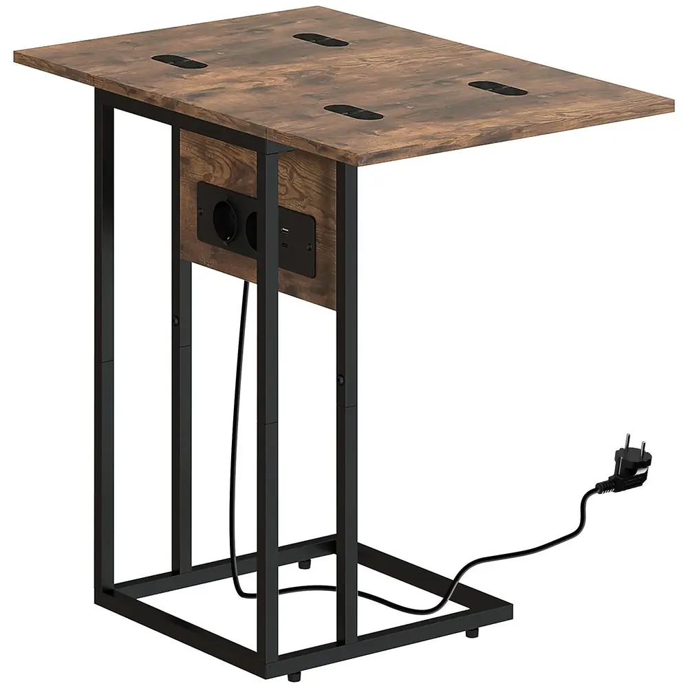 Sidobord Hopfällbart med USB-Portar för 39 x 29 x 57 Cm