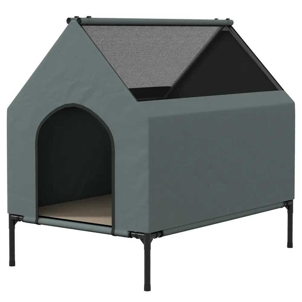 Hundbur Hundkoja Grå av Oxford Tyg för Små 81 x 51 x 78 Cm